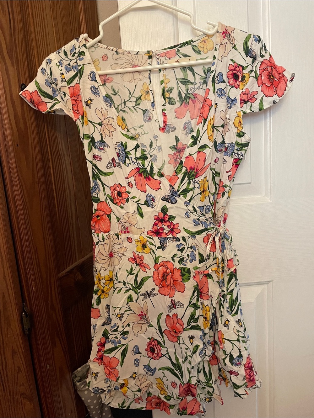 Hollister White Floral Wrap Romper